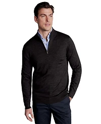 Charles Tyrwhitt Men's Long Sleeve Quarter-Zip Merino Wool Sweater