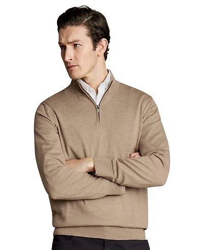 Charles Tyrwhitt Men's Long Sleeve Quarter-Zip Merino Wool Sweater
