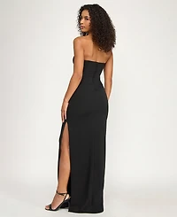 City Studios Women's Strapless V-Neck Embellished Maxi Dress