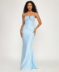 City Studios Women's Strapless Beaded Maxi Dress