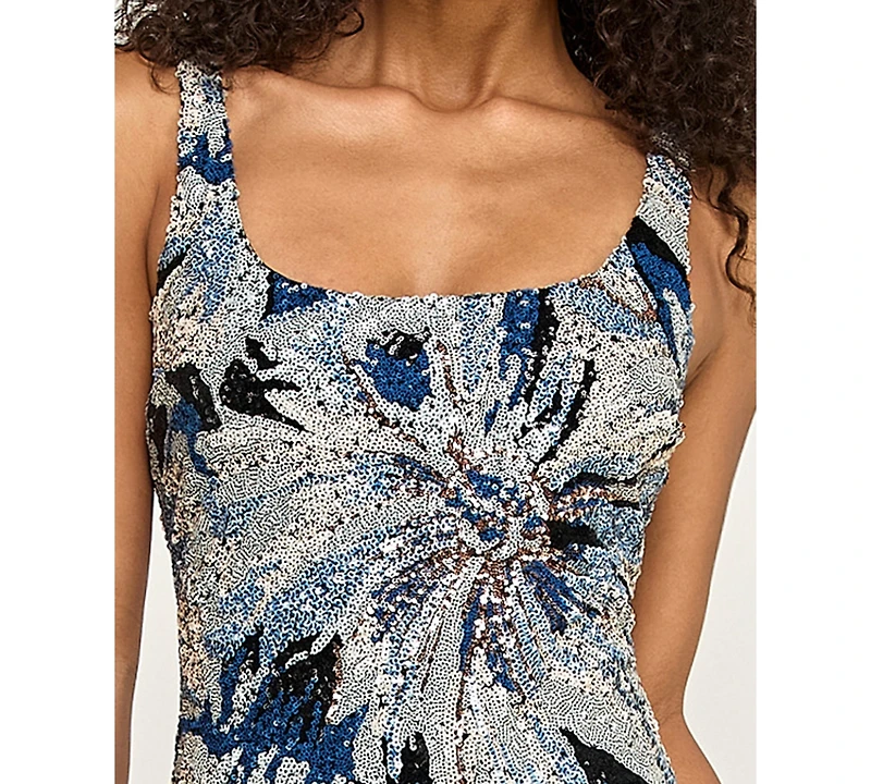 City Studios Women's Sequin Square-Neck Maxi Dress