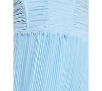 City Studios Women's Pleated Tiered Strapless Gown