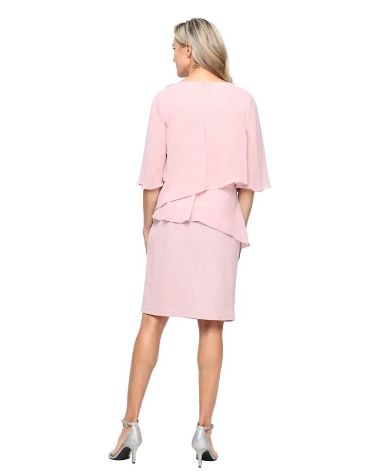 Sl Fashions Women's Glitter Knit Sheath Dress