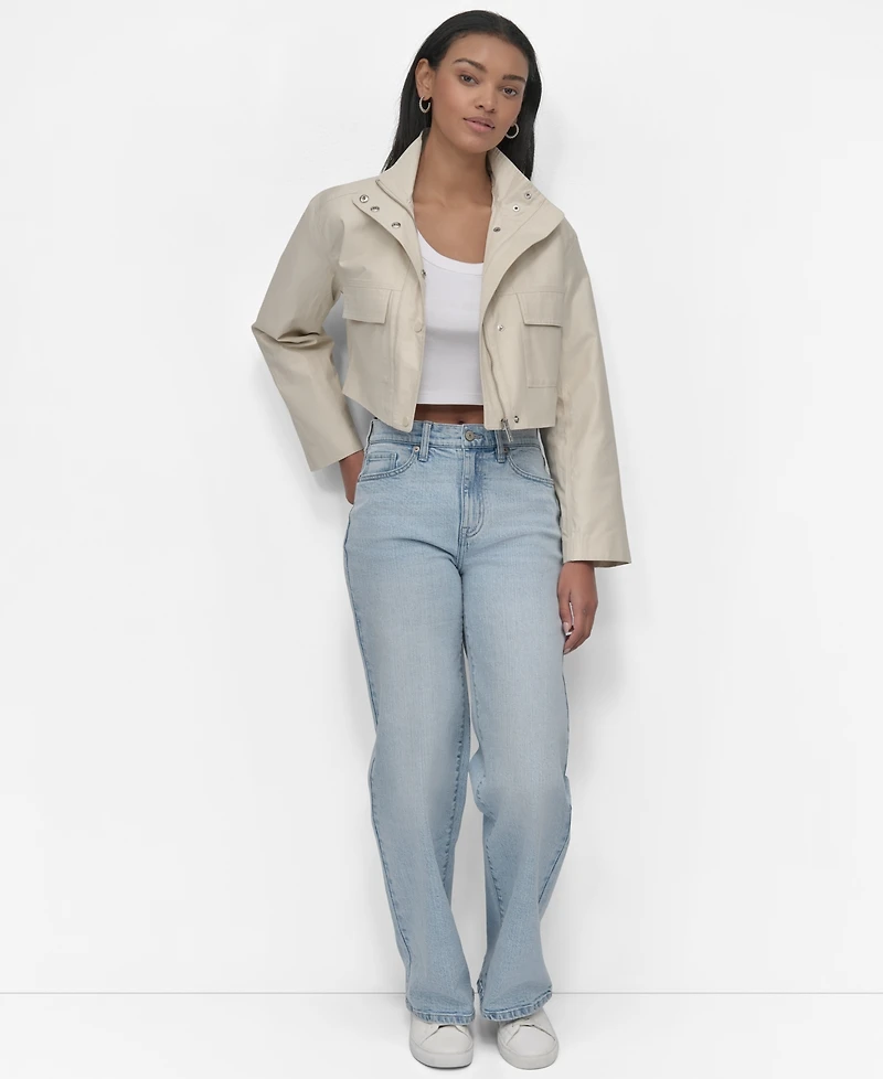 Dkny Jeans Women's Collared Cropped Utility Jacket