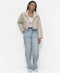 Dkny Jeans Women's Collared Cropped Utility Jacket
