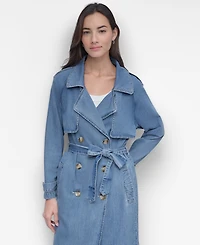 Dkny Jeans Women's Storm Flap Denim Trench Coat