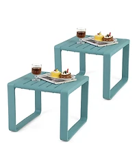 Gymax Outdoor Side Table Set of 2 18'' Weather Resistant Adirondack Patio