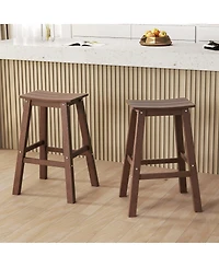 Gymax 29'' Patio Bar Stool Set of 2 w/ Curved Seat and Footrests for Backyard Outdoor