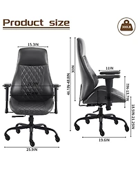 Boyel Living High Back Ergonomic Leather Office Chair with Lumbar Support, Adjustable Armrests, Silent Casters – Home Executive Desk