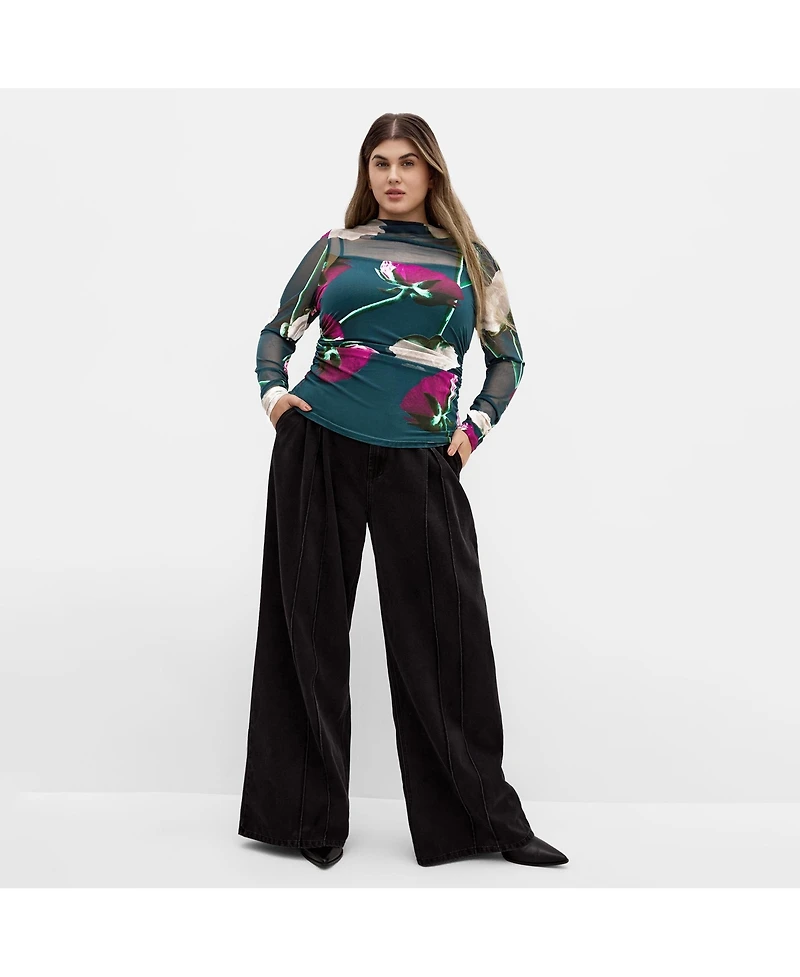 City Chic Women's Lauryn Ruched Print Top