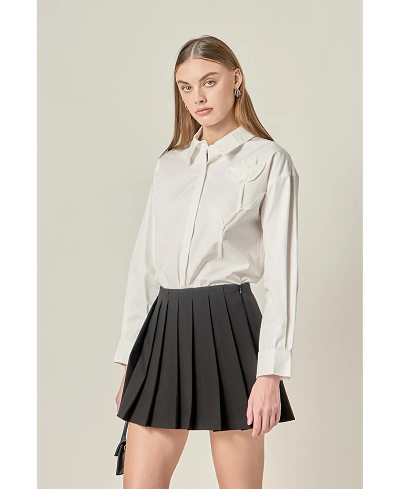 English Factory Women's Appliqued Accent Shirt