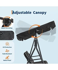 gaomon 3-Person Outdoor Patio Swing Chair with Canopy, Armrests, Breathable Fabric, Porch & Garden Seating, 600 Lbs Capacity