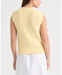 Ellen Tracy Women's Sleeveless Sweater with Crochet flower Detail