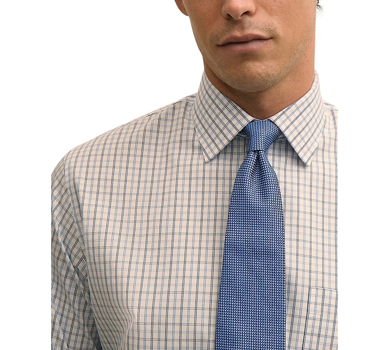 B by Brooks Brothers Men's Check Spread-Collar Dress Shirt