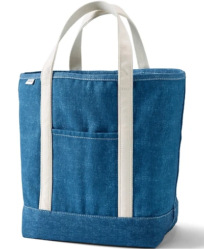 Lands' End Large 5 Pocket Open Top Canvas Tote Bag