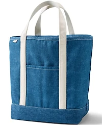 Lands' End Large 5 Pocket Open Top Canvas Tote Bag