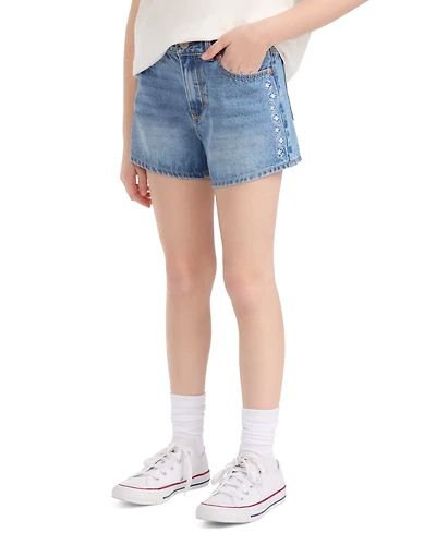 Levi's Girls' 7-16 Embroidered Mini Mom Shorts