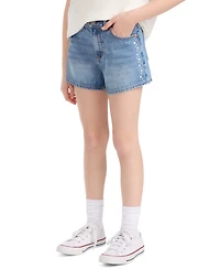 Levi's Girls' 7-16 Embroidered Mini Mom Shorts