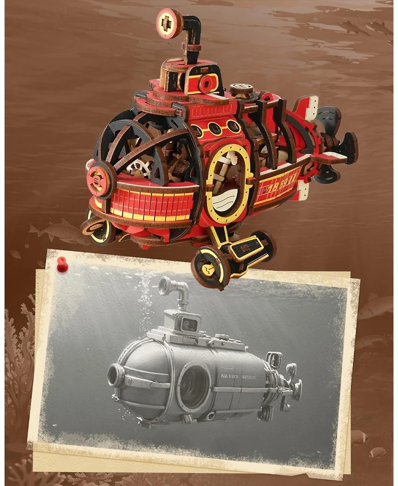 Robotime Pendulum Balance Toy, 3D Wooden Puzzles for Adults, Retro Deep-Sea Adventurer, Diy Craft Wood Puzzle Kit