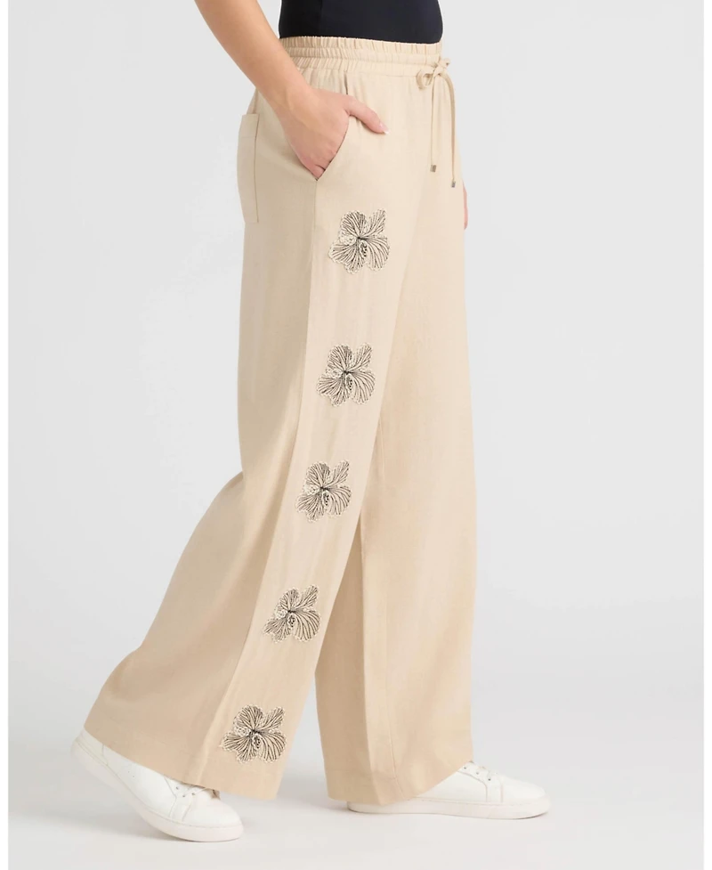 Nvlt Women's Pull On Embroidered Trouser