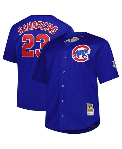 Mitchell & Ness Men's Ryne Sandberg Royal Chicago Cubs Big Tall Cooperstown Mesh Batting Practice Jersey