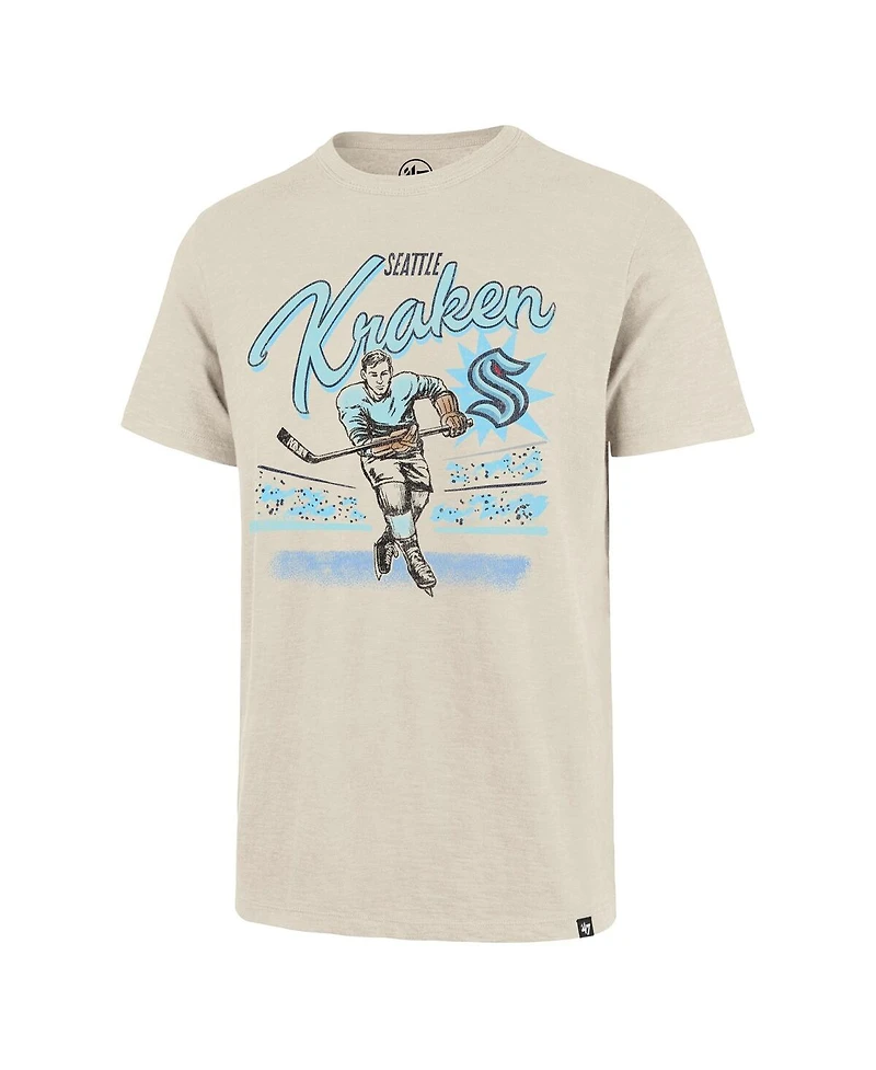 '47 Brand Men's Natural Seattle Kraken Hockey Player Golden Age Scrum T-Shirt