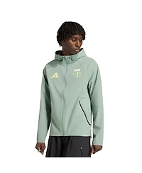 Adidas Men's Light Green Portland Timbers Tiro Travel Full-Zip Hooded Windbreaker