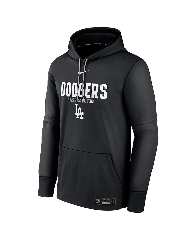 Nike Men's Black Los Angeles Dodgers Authentic Collection Therma-fit Hoodie