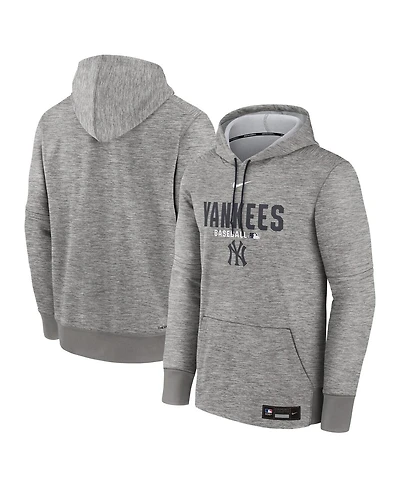 Nike Men's Heather Charcoal New York Yankees Authentic Collection Therma-fit Hoodie