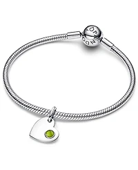 Pandora August Engravable Heart Spring Green Stone Dangle Charm
