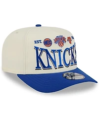 New Era Men's Cream/Blue New York Knicks 2026 Nba All-Star Game Stretched Text 9FIFTY A-Frame Snapback Hat