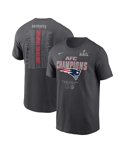Nike Men's Anthracite New England Patriots 2025 Afc Champions Roster T-Shirt