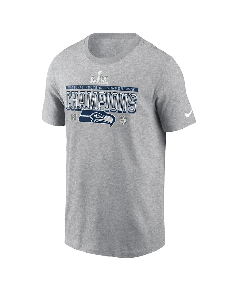 Nike Men's Heather Gray Seattle Seahawks 2025 Nfc Champions Locker Room Trophy Collection Tall T-Shirt