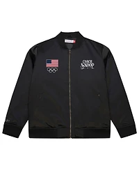 Mitchell & Ness Men's Black Coach Snoop Satin Full-Zip Bomber Jacket