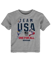Outerstuff Toddler Heather Gray Team Usa x Looney Tunes Winter Sport Fun T-Shirt