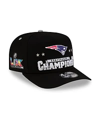 New Era Men's Black New England Patriots 2025 Afc Champions Locker Room Trophy Collection A-Frame 9FIFTY Snapback Hat