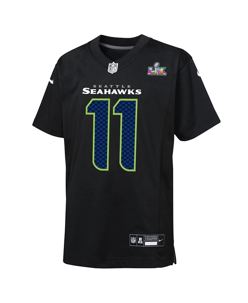 Nike Big Boys and Girls Jaxon Smith-Njigba Black Seattle Seahawks Super Bowl Lx Patch Carbon Fashion Game Jersey