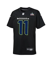 Nike Big Boys and Girls Jaxon Smith-Njigba Black Seattle Seahawks Super Bowl Lx Patch Carbon Fashion Game Jersey