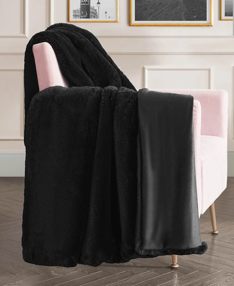 Juicy Couture Big Fluffy Solid Faux Fur Throw, 50" x 70"