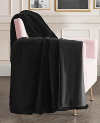 Juicy Couture Big Fluffy Solid Faux Fur Throw, 50" x 70"