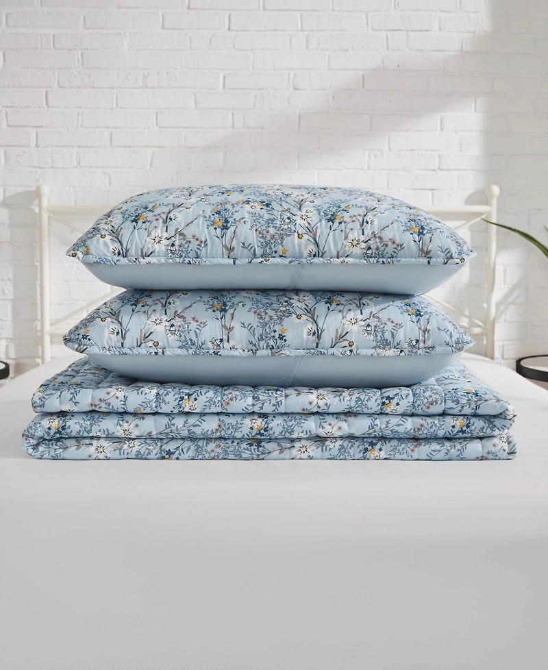 Lucky Brand Soft Floral Reversible Design 3-Pc Quilt Set, Full/Queen