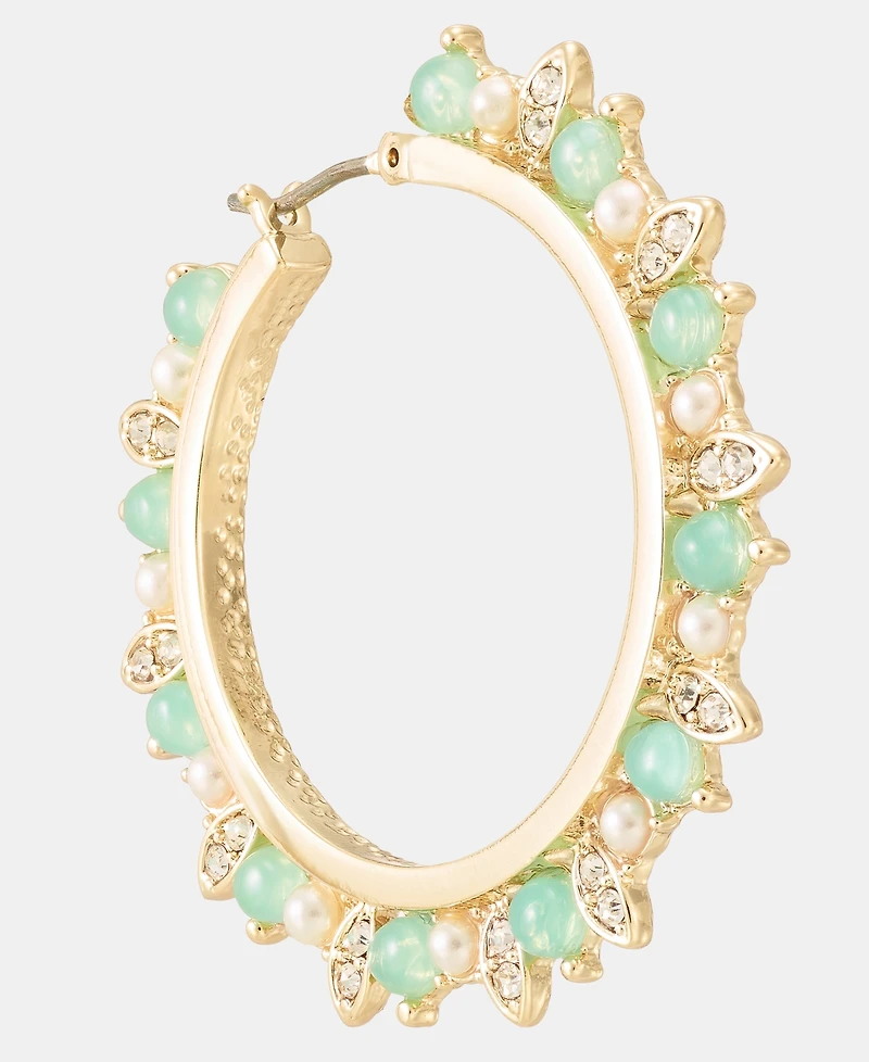 Marchesa Medium Crystal & Imitation Pearl Beaded Hoop Earrings, 1.52"