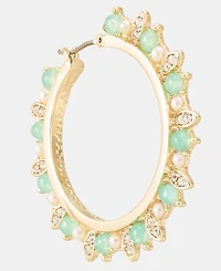 Marchesa Medium Crystal & Imitation Pearl Beaded Hoop Earrings, 1.52"