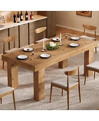 Tribesigns 63-Inch Solid Wood Dining Table for 4-6, Wooden Rectangular Dinner Tables, Farmhouse Kitchen Table with Heavy Duty Legs