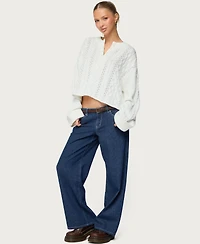 Edikted Women's Marianna Button Cable Knit Sweater