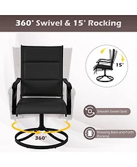 Gymax Padded Patio Swivel Chairs Set of 4 Ergonomic Outdoor Dining