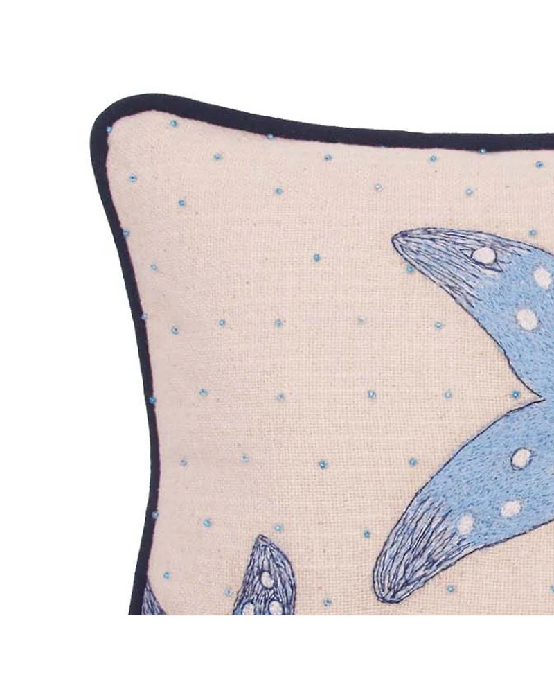 C&F Home Abstract Oceanic Blue Sea Star Graphic Print Embellished Throw Pillow