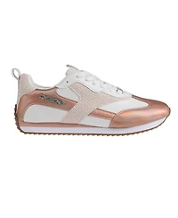 bebe Women's Sneaker with Lurex Upper and Rhinestone Hardware