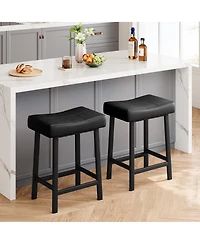gaomon Counter Height Bar Stools Set of 2, Pu Leather Barstools with Heavy Duty Metal Legs
