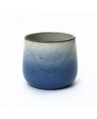 LuxenHome Decorative Blue Ombre Planter, 11.61" Round Ceramic Pot for Tabletop or Patio